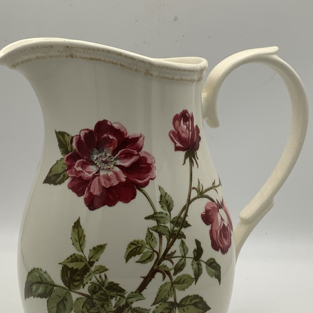 Lenox Accoutrements Pitcher with Red and Green Floral Design - Picture 3 of 14
